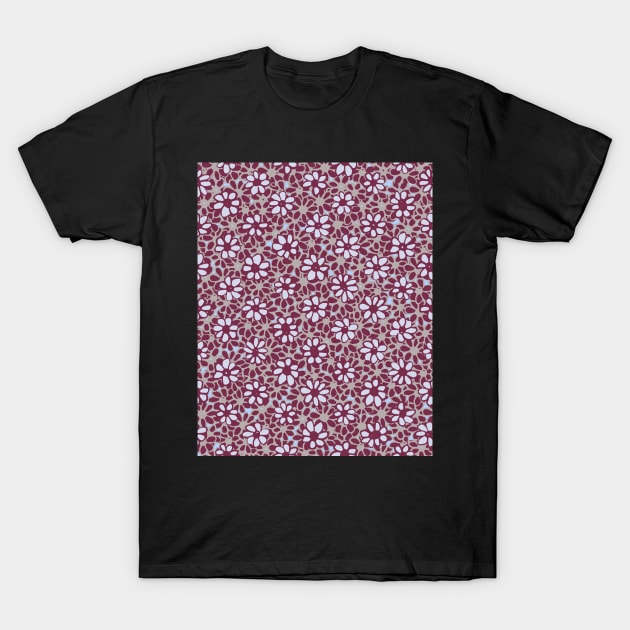 Batik Florals in Purple and Grey Tones T-Shirt by FrancesPoff